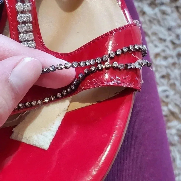 Nine west 6 1/2 red rhinestone heels 👠​​​ - Picture 7 of 7